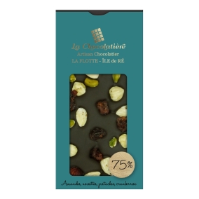 Tablette Amandes Noisettes Pistache Cranberries 75%