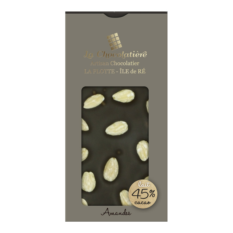 Tablettes : Tablette Chocolat Amandes 45% cacao lait