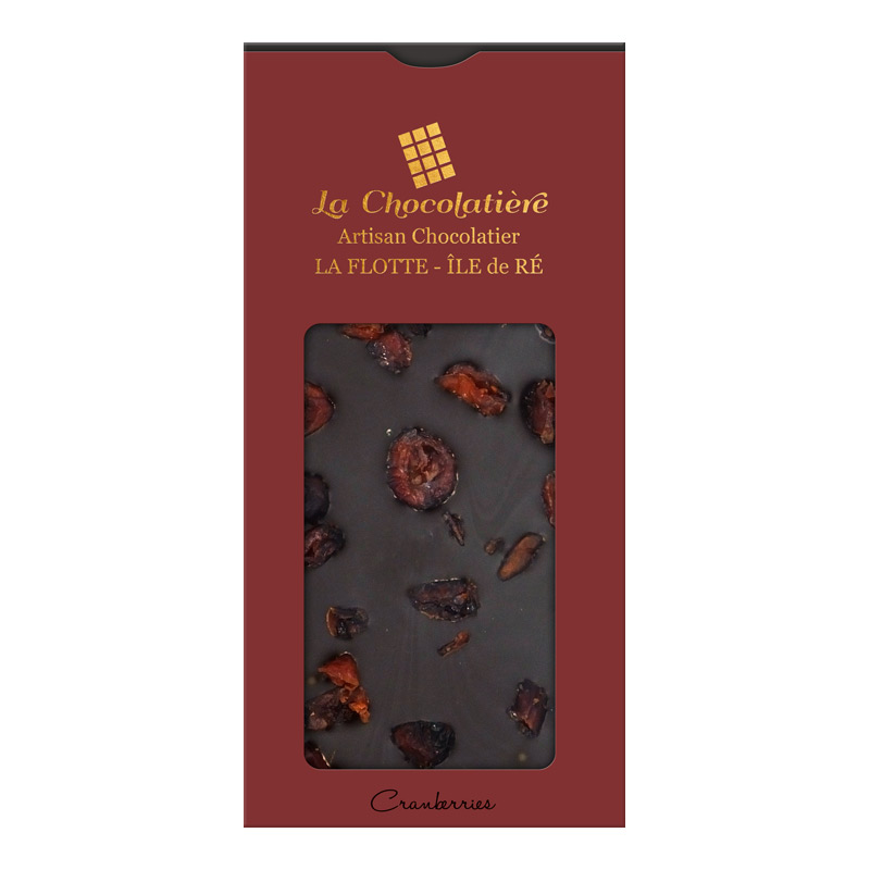 Tablettes : Tablette Chocolat Cranberries 72% cacao