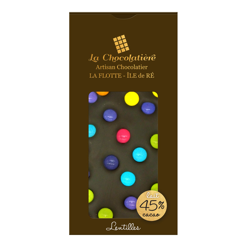 Tablettes : Tablette Chocolat Lentilles 45% cacao lait